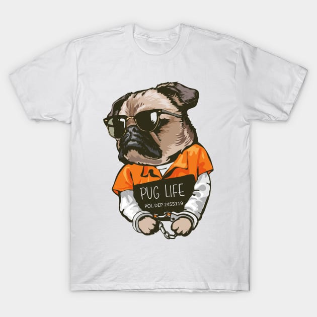 Pug Life Convict Mugshot T-Shirt by nissiu